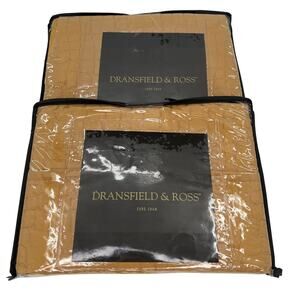 DRANSFIELD & ROSS mustard silk quilted Euro shams. Set of 2